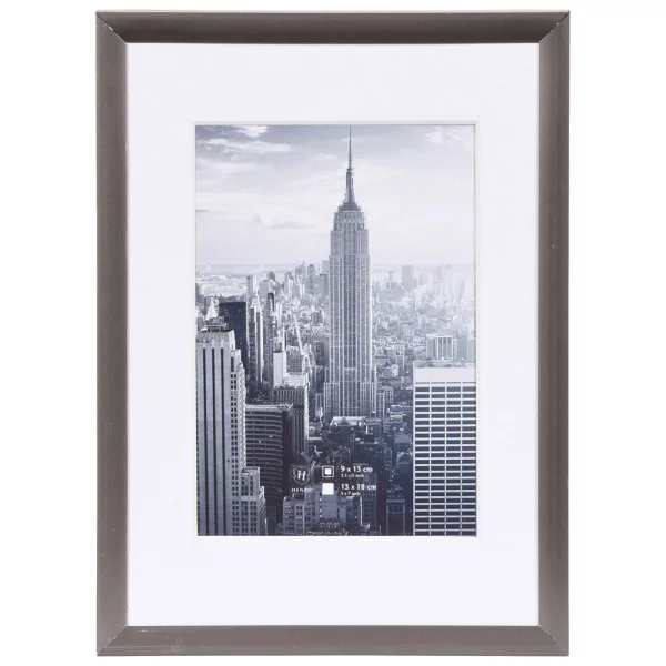 Alu Bilderrahmen Manhattan mit Passepartout 30x40 cm (20x30 cm) | dunkelgrau | Normalglas (2 mm)