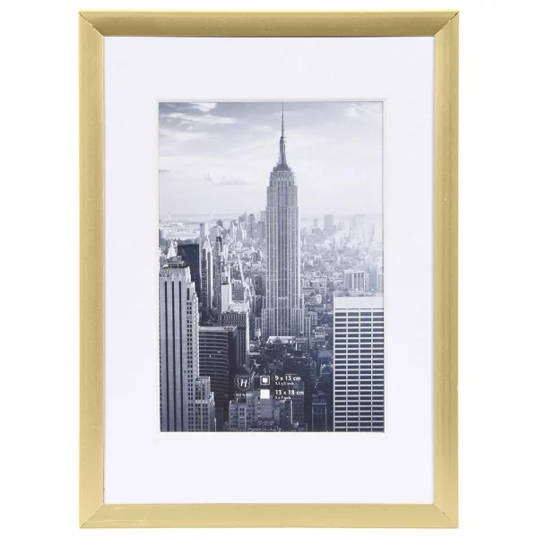 Alu Bilderrahmen Manhattan mit Passepartout 10x15 cm (7x10 cm) | gold | Normalglas (2 mm)