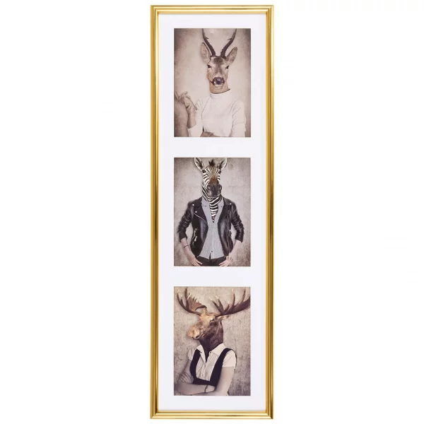 Kunststoff Bilderrahmen Napoli für 3 Bilder 3x15x20 cm | gold | Normalglas (2 mm)