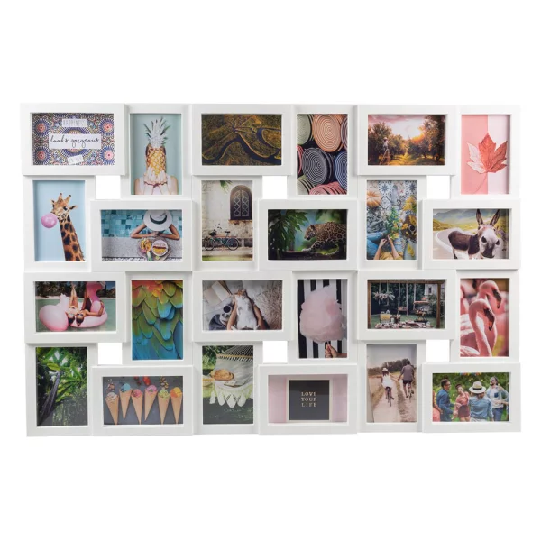 Bilderrahmen Collage Magnolia für 24 Bilder 10x15 cm 24x10x15 cm | weiß | Kunstglas (2 mm)