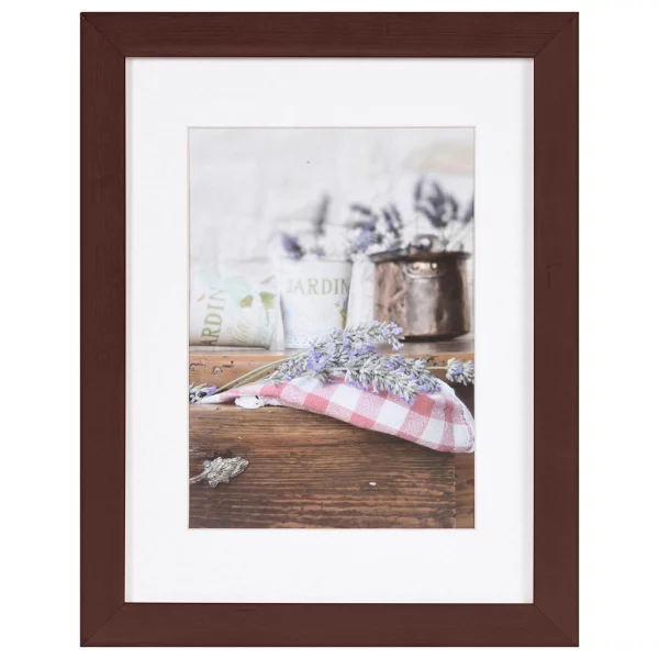 Holz Bilderrahmen Jardin mit Passepartout 13x18 cm (9x13 cm) | Braun | Normalglas (2 mm)