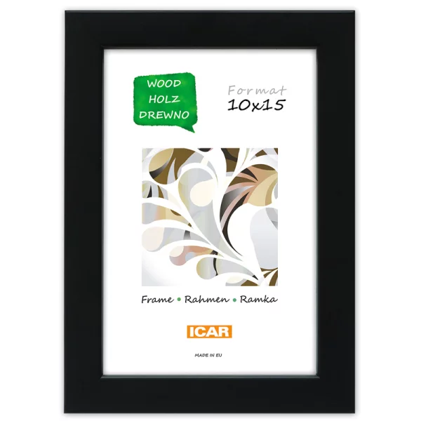 Holz Bilderrahmen Velion 10x15 cm | Schwarz | Normalglas (2 mm)