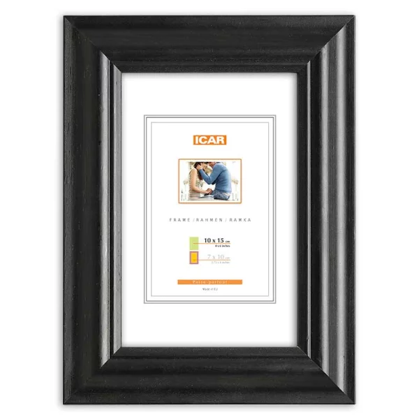 Holz Bilderrahmen Lunex 21x29,7 cm (A4) | Schwarz | Normalglas (2 mm)