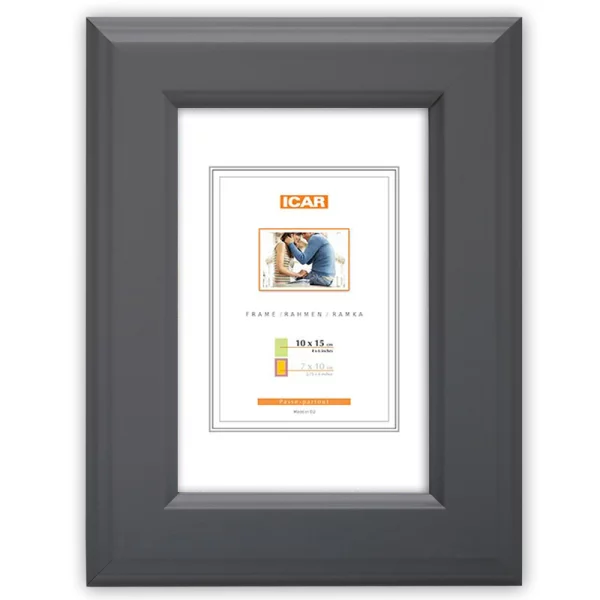 Holz Bilderrahmen Rivon 10x15 cm | Dunkelgrau | Normalglas (2 mm)