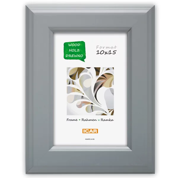Holz Bilderrahmen Rivon 10x15 cm | Hellgrau | Normalglas (2 mm)
