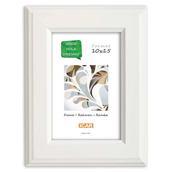 Holz Bilderrahmen Rivon 10x15 cm | Weiß | Normalglas (2 mm)