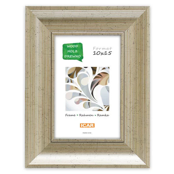 Holz Bilderrahmen Caelen 10x15 cm | Silber | Normalglas (2 mm)