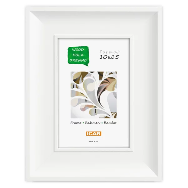 Holz Bilderrahmen Caelen 10x15 cm | Weiß | Normalglas (2 mm)