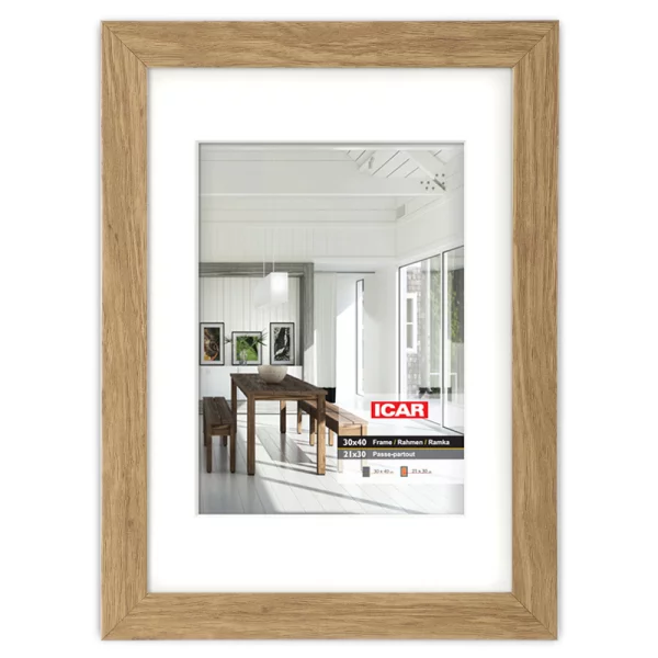 MDF Bilderrahmen Osara mit Passepartout 14,8x21 cm (10x15 cm) | Eiche dunkel | Normalglas (2 mm)