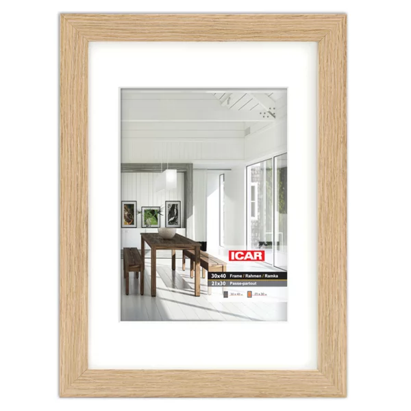 MDF Bilderrahmen Osara mit Passepartout 14,8x21 cm (10x15 cm) | Eiche | Normalglas (2 mm)