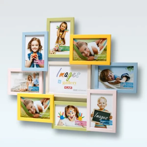 Bilderrahmen Collage aus Holz Liora für 9 Bilder 10x15 cm, 13x18 cm 8x10x15 cm, 1x13x18 cm | Bunt | Normalglas (2 mm)