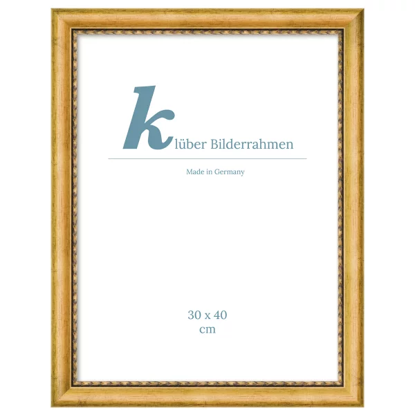 Holz Bilderrahmen Coslada 20x30 cm | Altgold, antik, Zierkante | Normalglas (2 mm)