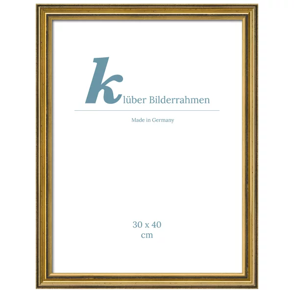 Holzrahmen Elda nach Maß Gold, schwarz durchgerieben | Leerrahmen (ohne Glas und Rückwand)