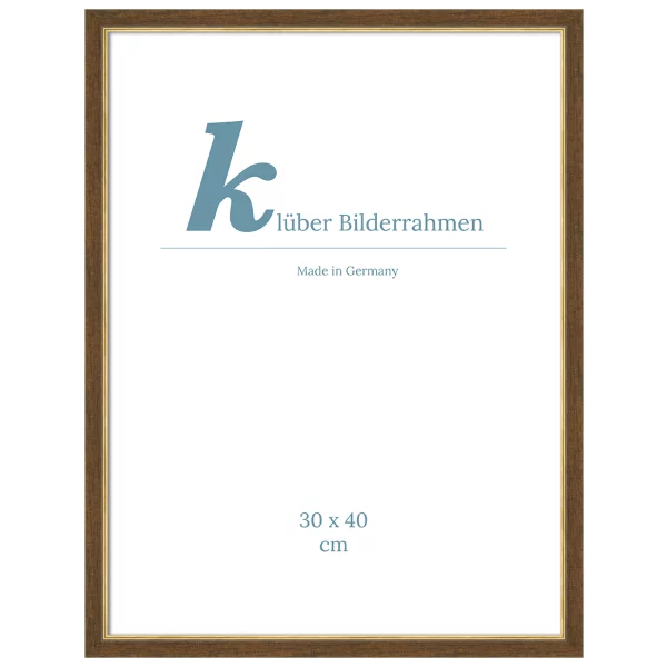 Holzrahmen Dos Hermanas nach Maß Braun, Goldkante | Normalglas (2 mm)