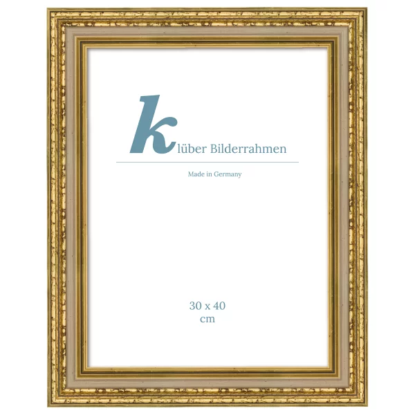 Houten kader Linares 20x30 cm | oudgoud gevlamd, plaat ivoor | normaal glas (2 mm)