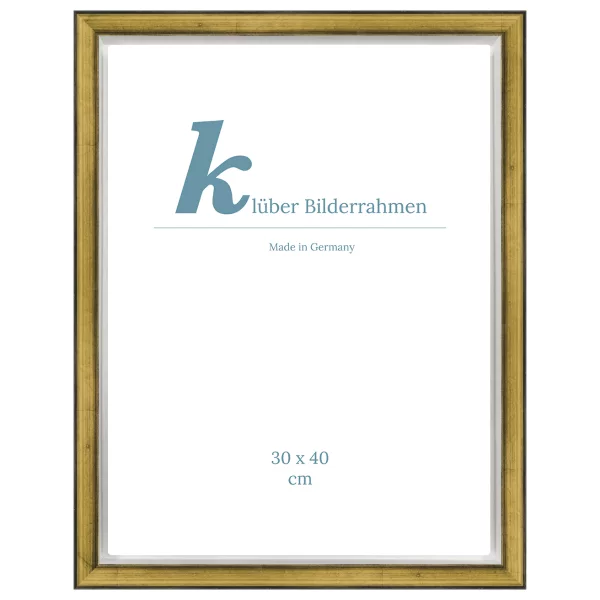 Schattenfuge Dos Hermanas 30x40 cm | Weiß-Gold | Leerrahmen (ohne Glas und Rückwand)