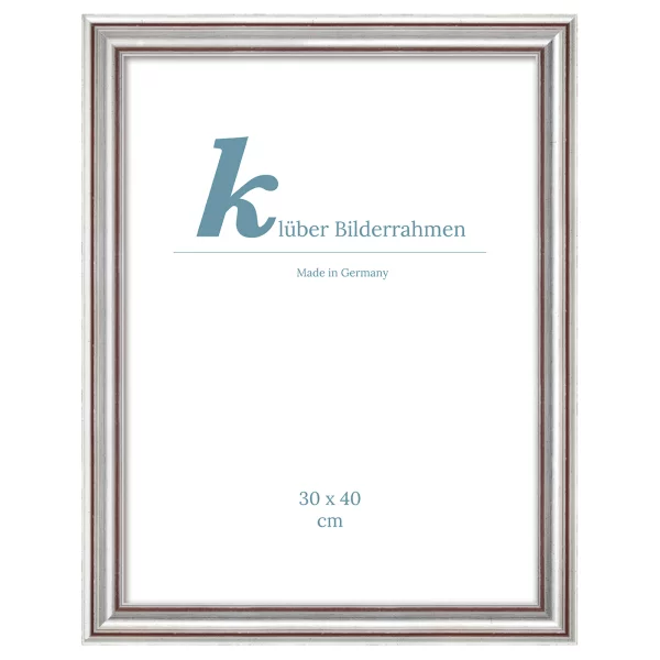 Cadre en bois Puntagorda 40x60 cm | argent, rouge rouille | verre standard (2 mm)