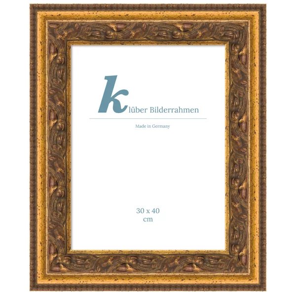 Barock Bilderrahmen Valverde 60x80 cm | Altgold-Braun | Kunstglas (2 mm)