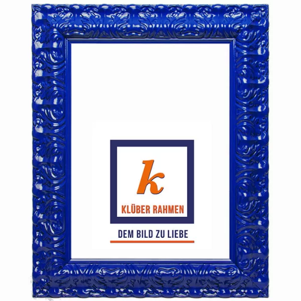 Cadre de style baroque Salamance Color sur mesure bleu indigo | verre standard (2 mm)
