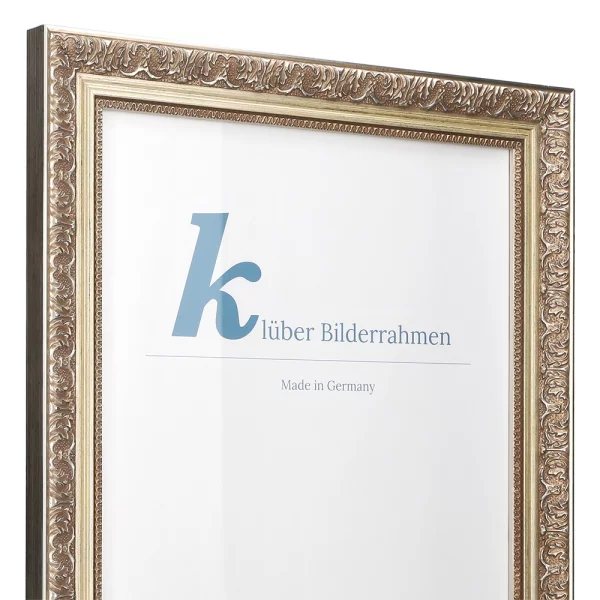 Barock Bilderrahmen León 42x59,4 cm (A2) | silber | Normalglas (2 mm)