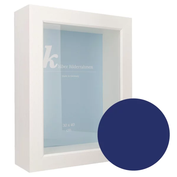 Cadre 3D en bois Dragón 30x40 cm | bleu indigo | verre standard (2 mm)