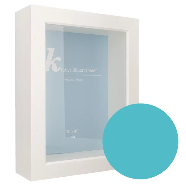 Cadre 3D en bois Dragón sur mesure cyan | verre standard (2 mm)