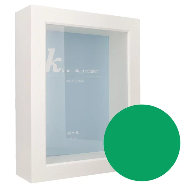 Cadre 3D en bois Dragón sur mesure vert émeraude | verre standard (2 mm)