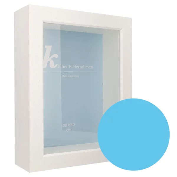 Cadre 3D en bois Dragón sur mesure bleu clair | verre standard (2 mm)