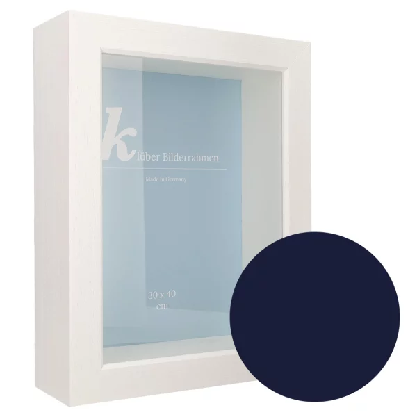 Cadre 3D en bois Dragón sur mesure navy | verre standard (2 mm)