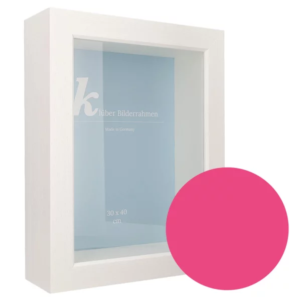 Cadre 3D en bois Dragón sur mesure rose fuchsia | verre standard (2 mm)