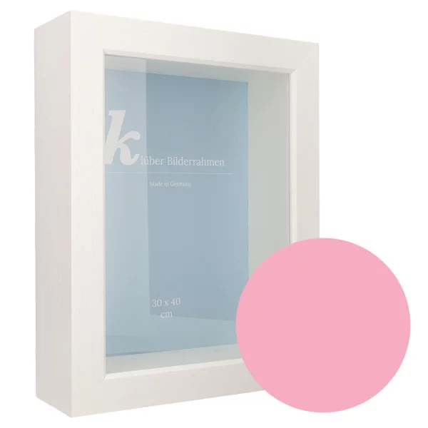 Cadre 3D en bois Dragón sur mesure rosé | verre standard (2 mm)