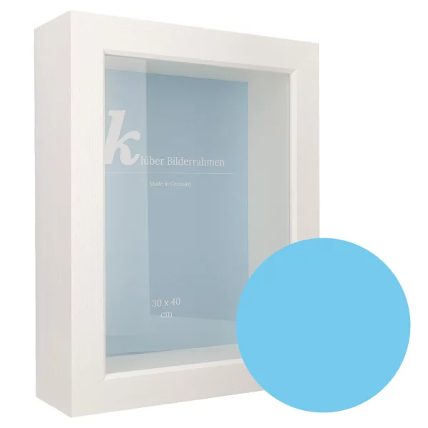 Cadre 3D en bois Dragón sur mesure bleu ciel | verre standard (2 mm)