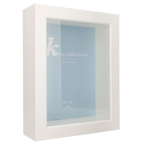 Cadre 3D en bois Dragón sur mesure blanc | verre standard (2 mm)
