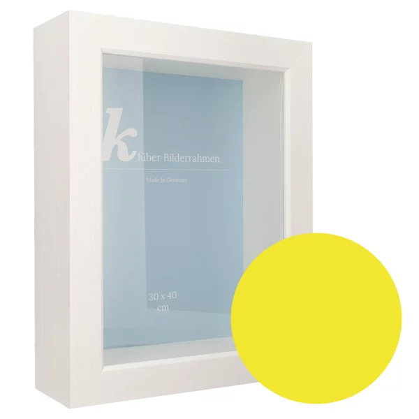 Cadre 3D en bois Dragón sur mesure yellow | verre standard (2 mm)