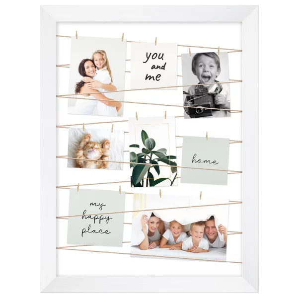 Galerie de photos avec laisse pour 13 photos 13x10x15 cm | blanc brossé | cadre vide (sans verre ni panneau arrière)