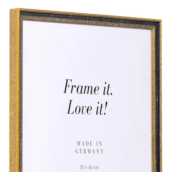 Holz Bilderrahmen Amiens 10x10 cm | Schwarz-Gold | Normalglas (2 mm)
