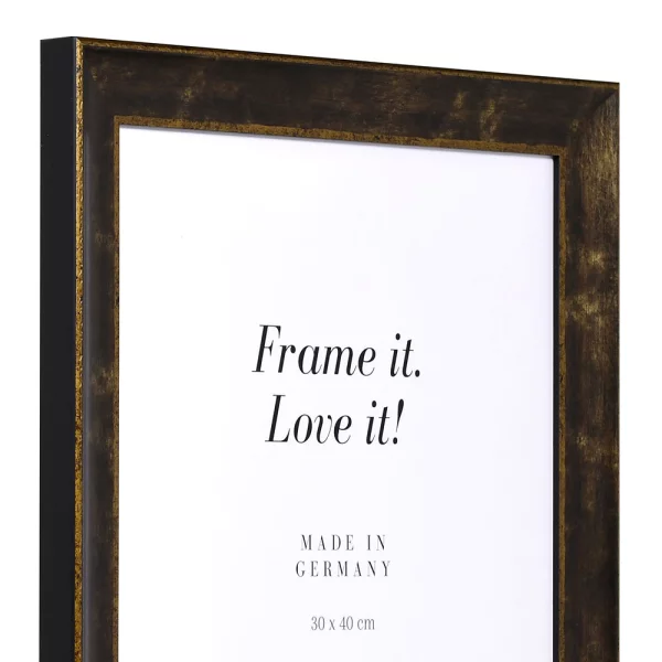 Cadre de style baroque Poher sur mesure noir | verre standard (2 mm)