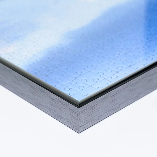 Cadre pour puzzles en aluminium pour 2000 pièces 69,2x96,8 cm | argent ancien brillant | verre synthétique (1,5 mm)