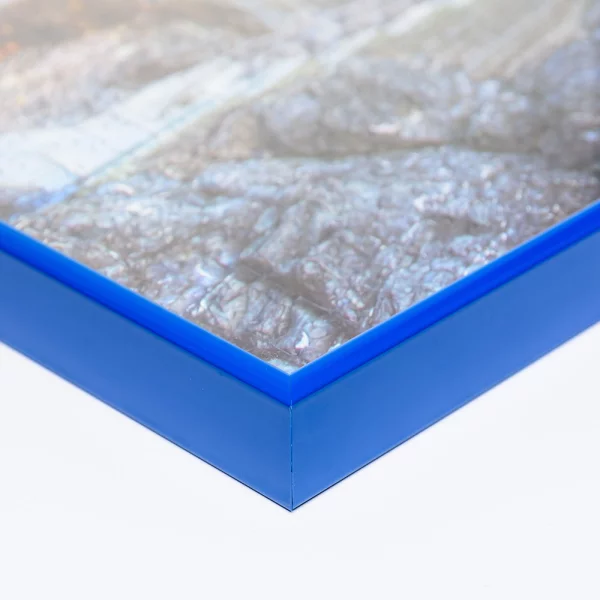 Cadre pour puzzles en aluminium pour 2000 pièces 69,2x96,8 cm | bleu RAL 5010 | verre synthétique (1,5 mm)