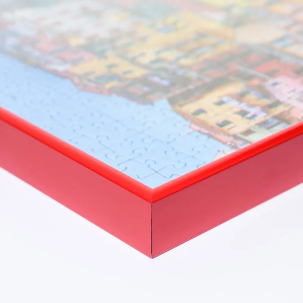Cadre pour puzzles en aluminium pour 2000 pièces 69,2x96,8 cm | rouge RAL 3002 | verre synthétique (1,5 mm)