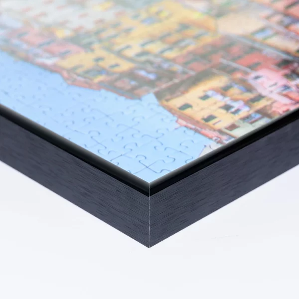 Cadre pour puzzles en aluminium pour 2000 pièces 69,2x96,8 cm | noir brillant | verre synthétique (1,5 mm)