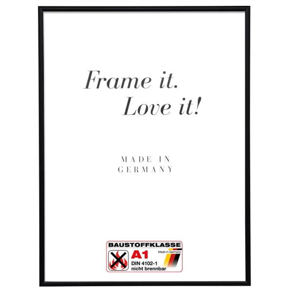 Klassifizierter Standard A1 Brandschutzrahmen Econ rund 25x70 cm | schwarz matt | Normalglas (2 mm)