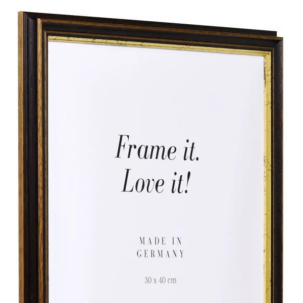 Cadre en bois Toulouse sur mesure brun noix-or | verre standard (2 mm)