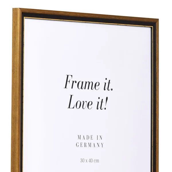 Cadre en bois Lyon sur mesure brun noix-or | verre standard (2 mm)
