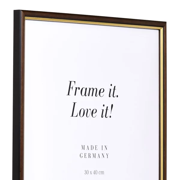 Cadre en bois Antony 13x18 cm | brun noix-or | verre standard (2 mm)
