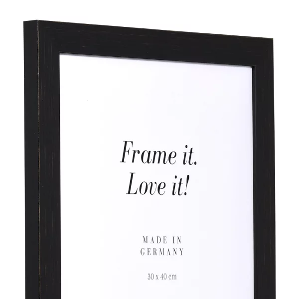 Cadre en bois Lille sur mesure noir | verre standard (2 mm)