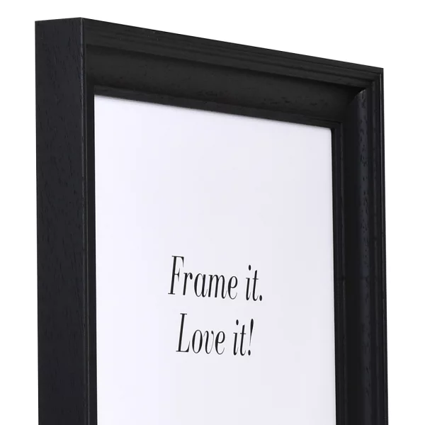 Cadre en bois Merlines sur mesure noir | verre standard (2 mm)