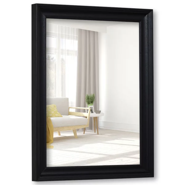 Holz Wandspiegel Merlines 25x70 cm | Schwarz | Spiegel (3 mm)