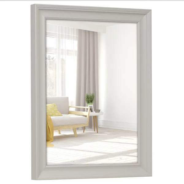 Miroir mural en bois Merlines sur mesure gris clair | miroir (3 mm)
