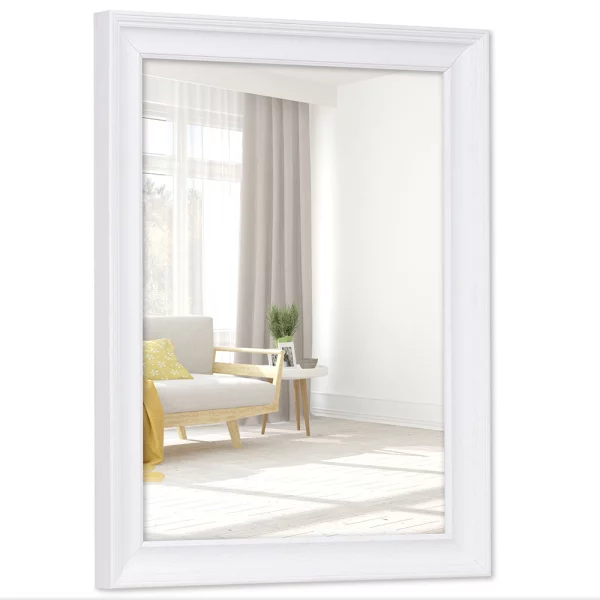 Miroir mural en bois Merlines sur mesure blanc | miroir (3 mm)